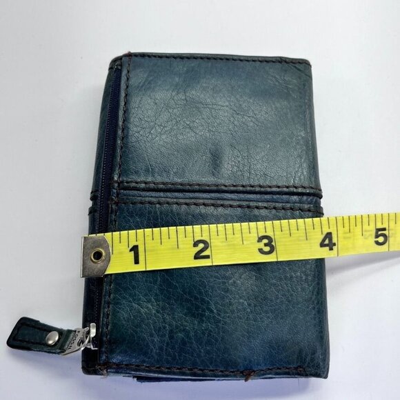 Fossil Maddox Leather Zip Around Wallet Clutch In Black Silver Trim - Picture 13 of 13